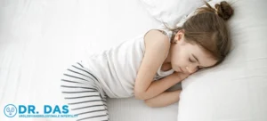 Child resting peacefully in bed.